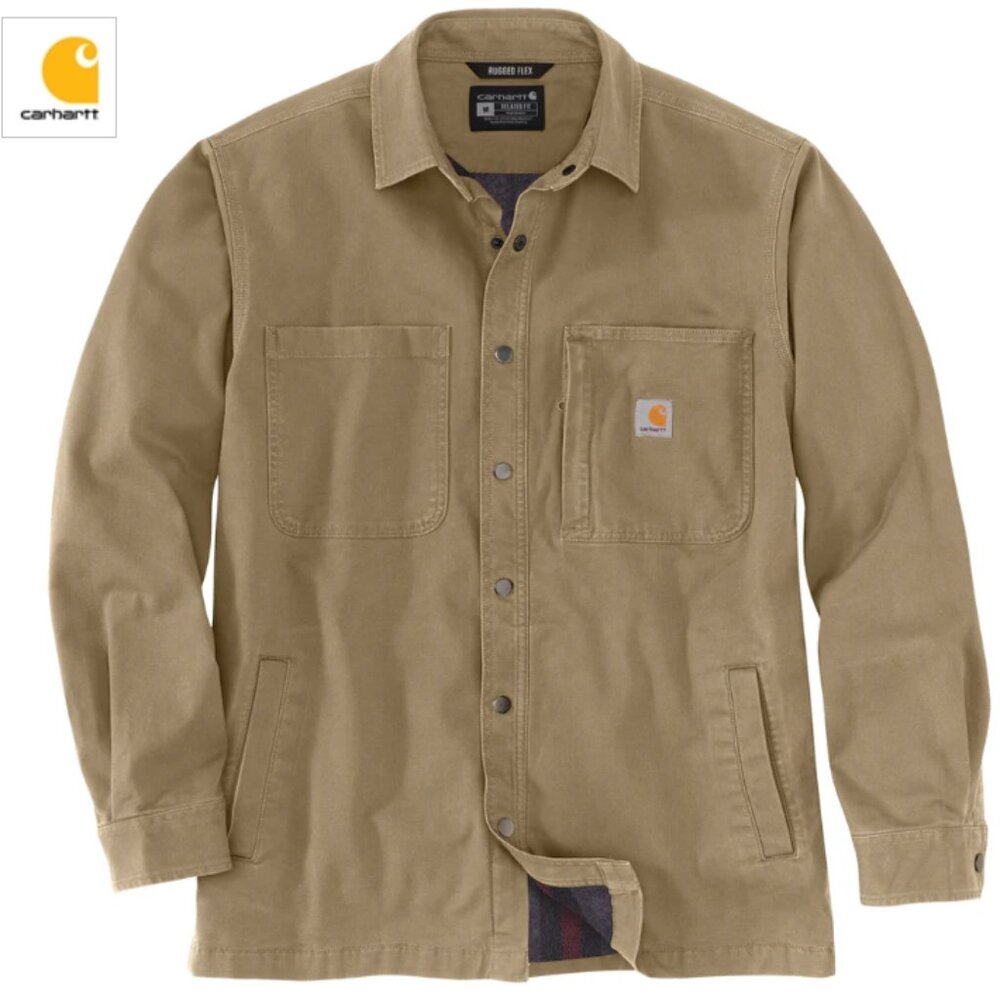Carhartt Rugged Flex Relaxed Fit Canvas Fleece Lined Snap-Front Shirt Jacket